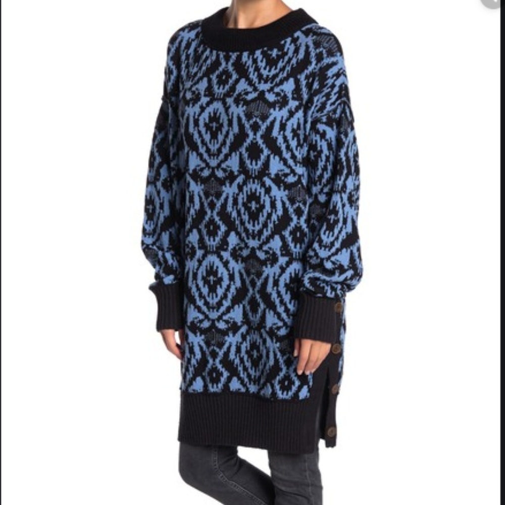 Free People Wallpaper Tunic Sweater Crew Neck